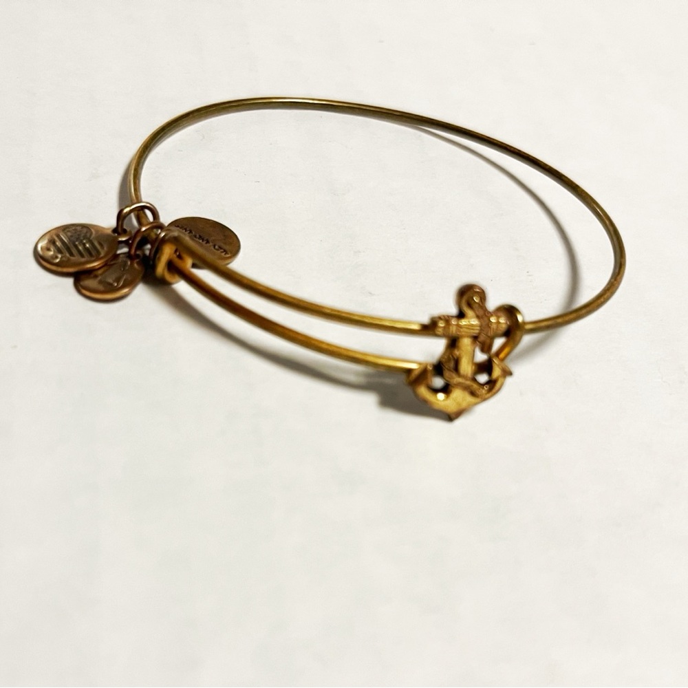 Alex and Ani Anchor Bangle Adjustable in Gold Color GUC